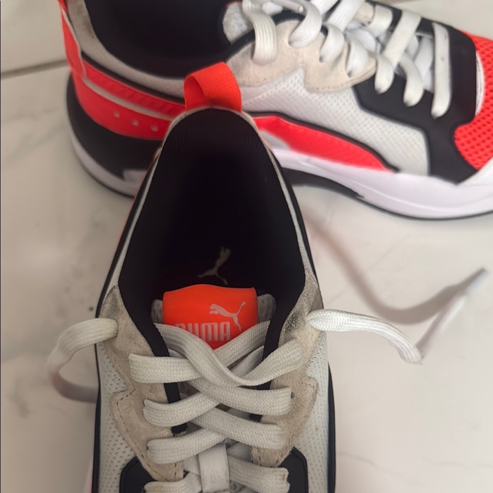 Puma Kids' White and Red Sneakers